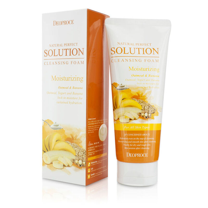 Deoproce solution cleansing moisturizing foam (пенка для умывания с экстрактом банана, йогурта и овсянки).