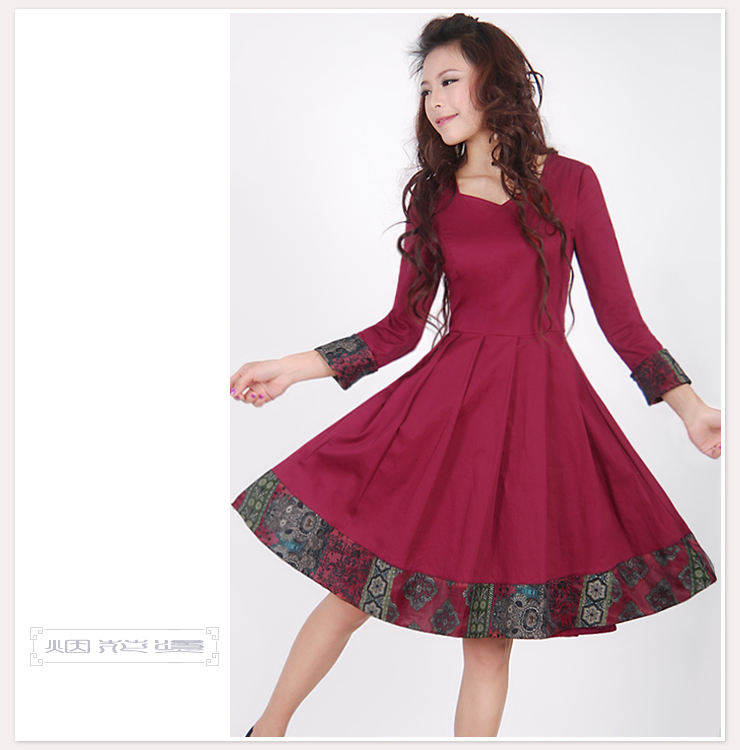 <em>烟花烫</em>SD2012秋新款气质<em>女装</em>民族风九分袖修