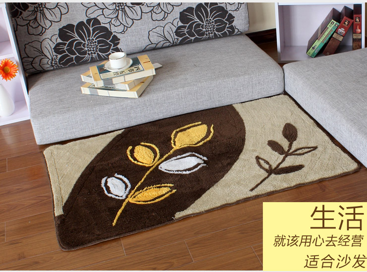 
                                        屋尔美 玄关地垫 沙发地垫 门垫 吸水防滑 橘色典雅 80*120cm                