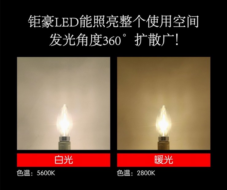 钜豪LED灯泡 银色小螺口E14尖泡银色3W光源JH-E14B07超亮 单支-银色3W