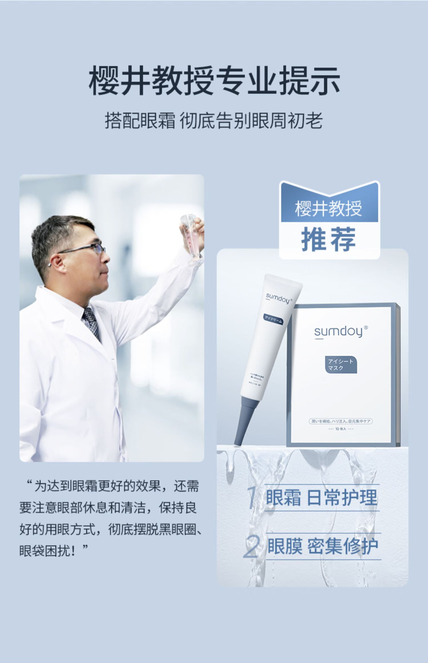 SUMDOY 日本进口眼膜贴淡化眼袋黑眼圈细纹男女士提拉紧致抗皱眼贴膜 【紧致抗皱】10对/盒*2