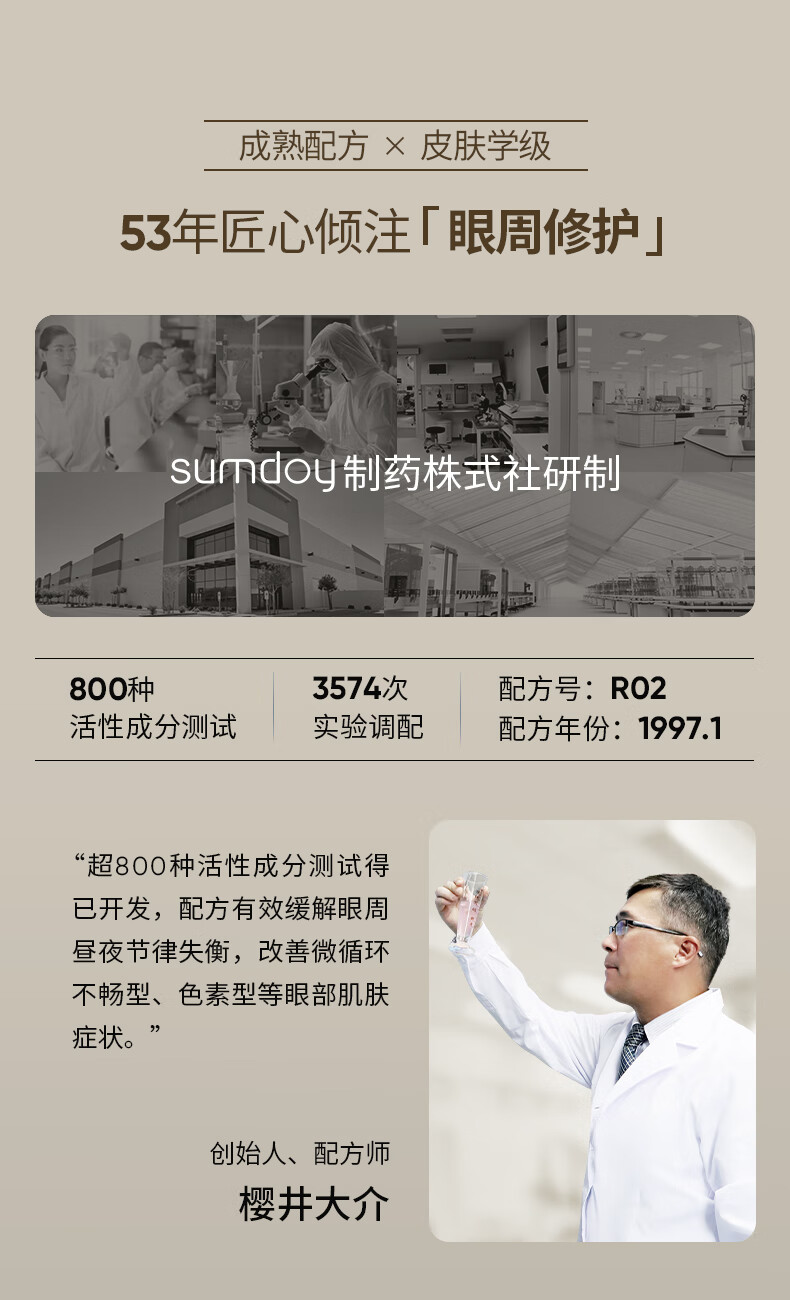 SUMDOY日本进口眼霜改善黑眼霜男士眼袋淡化细纹抗皱提拉紧致男士女 【超值推荐】眼霜+眼膜 双重修护