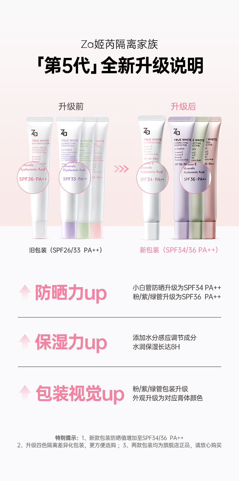 姬芮（ZA）美白隔离霜防晒遮瑕三合一持久保湿控油打底素颜霜女生礼物 【人气HOT】美白+紫色
