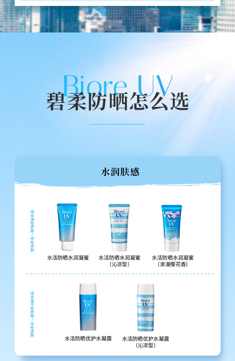 碧柔（Biore）【范丞丞推荐】水活防晒水润凝蜜 户外防水防汗 SPF50+ PA+++ 单瓶50g