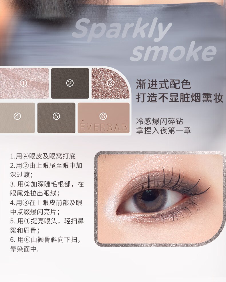 everbab艾蓓拉水泥盘小烟熏眼影腮红高光修容综合盘哑光珠光面部盘 01水泥盘