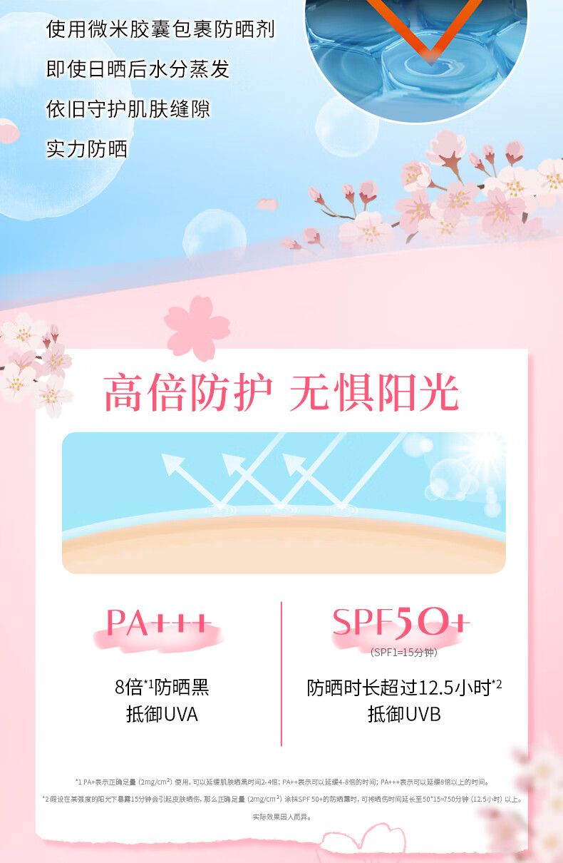 碧柔（Biore）【范丞丞推荐】倍护水活防晒 全身军训男女户外 SPF50+ 轻透倍护乳液40ml*2