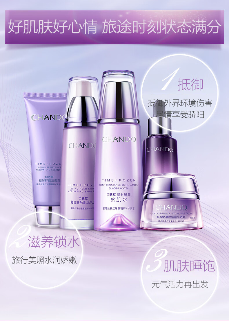自然堂护肤品套装 凝时鲜颜紧致抗皱补水保湿洗面奶水乳精面霜全套礼物 （1）冰肌水+乳液