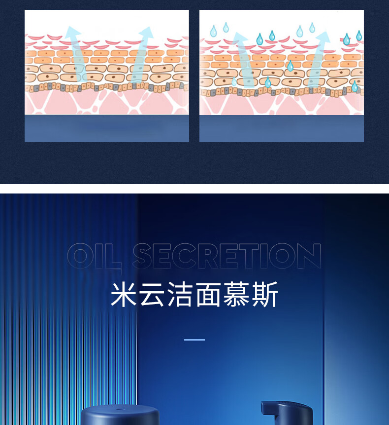 米云男士冰感氨基酸洁面慕斯去角质敏感肌泡泡洗面奶温和洁净米yun 洁面慕斯*2