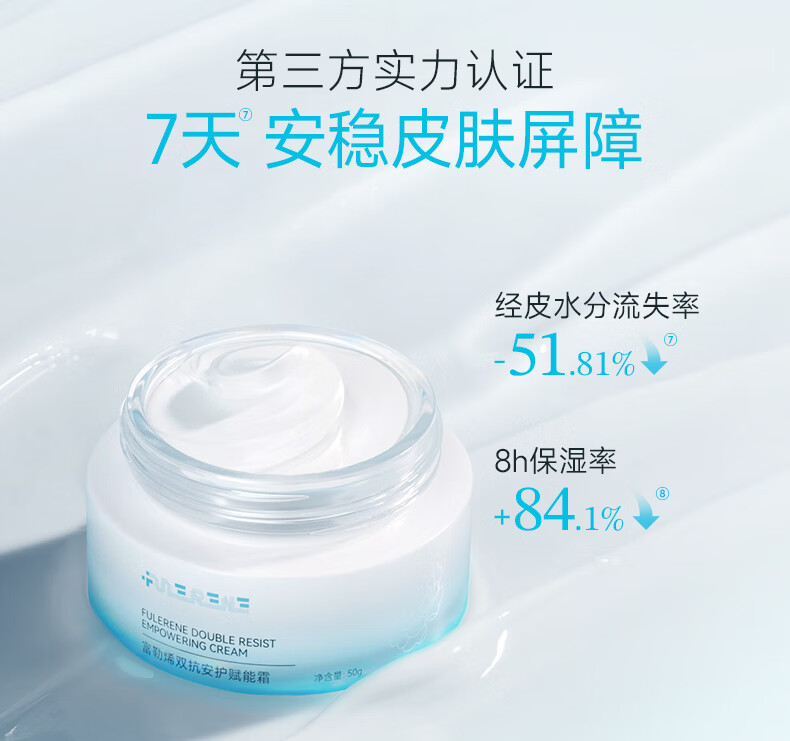 fulerene富勒烯双抗安护赋能霜抗氧抗皱5重修护神经酰胺敏肌保湿面霜 安护赋能霜50g