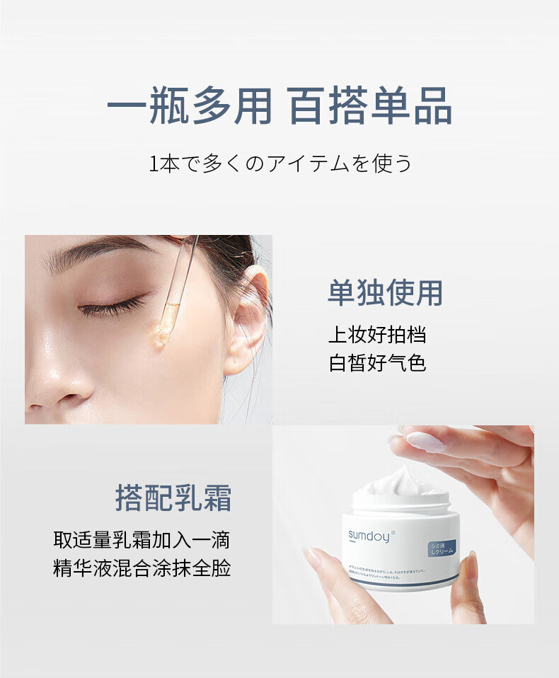 SUMDOY日本进口美白精华液补水保湿抗皱提拉紧致收缩毛孔烟酰胺原液 美白抗皱精华液30ml