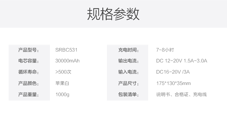SSK飚王 SRBC531 笔记本移动电源 聚合物多功能充电宝 30000毫安