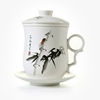 思喜 描金粉彩日用陶瓷办公水杯 茶杯 情侣对杯 满园春色