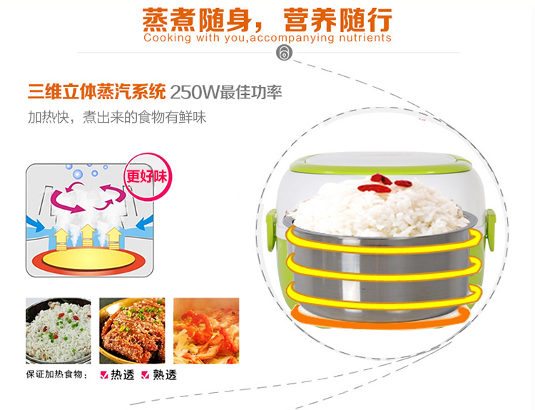 拜杰（Baijie）多功能加热保温饭盒 CR-6020绿色双层装