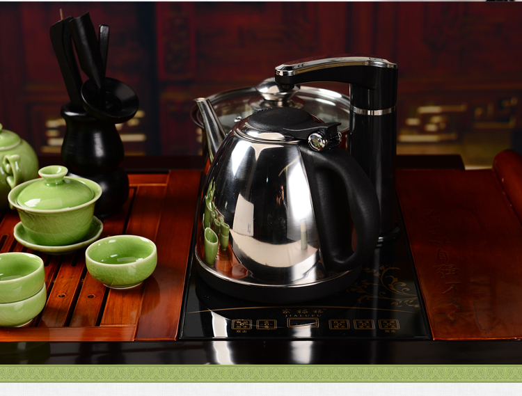 馨铭堂 画卷 青瓷开片釉茶具实木茶盘带电热炉整套功夫茶具套装