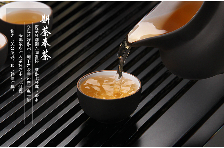 
                                        金镶玉 功夫茶具套装 禅茶一味紫砂白瓷 实木茶盘陶瓷茶壶茶杯电磁炉整套                
