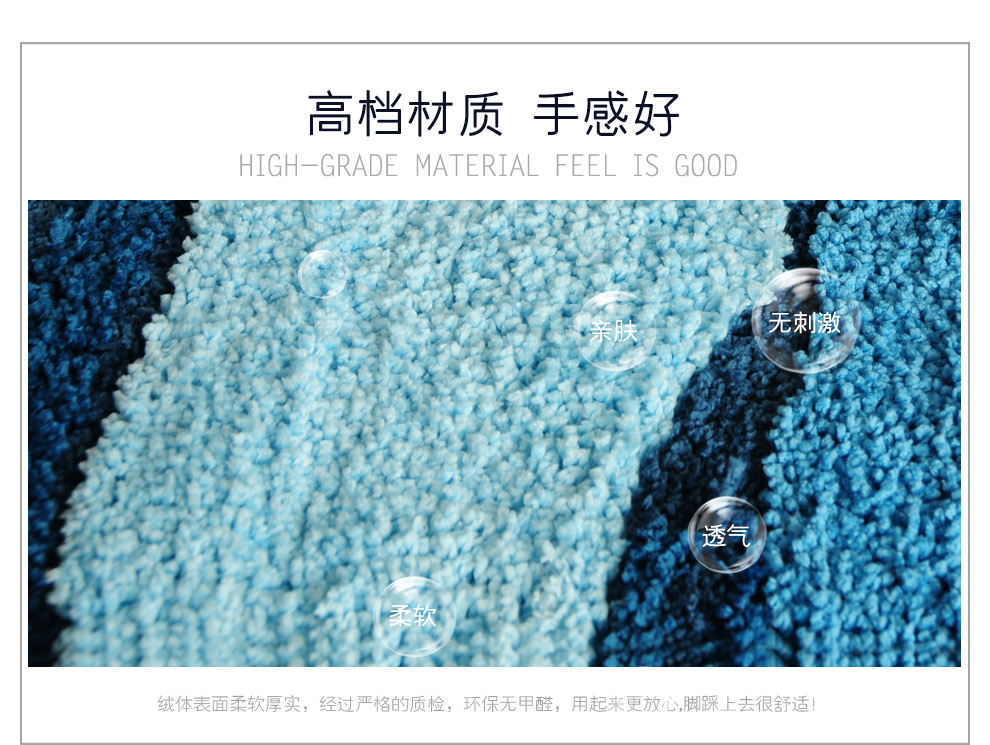 恒亚斯 地垫圆形 茶几卧室吊篮地垫 电脑椅垫圆形地垫玄关垫 B3102蓝 80*80cm圆形