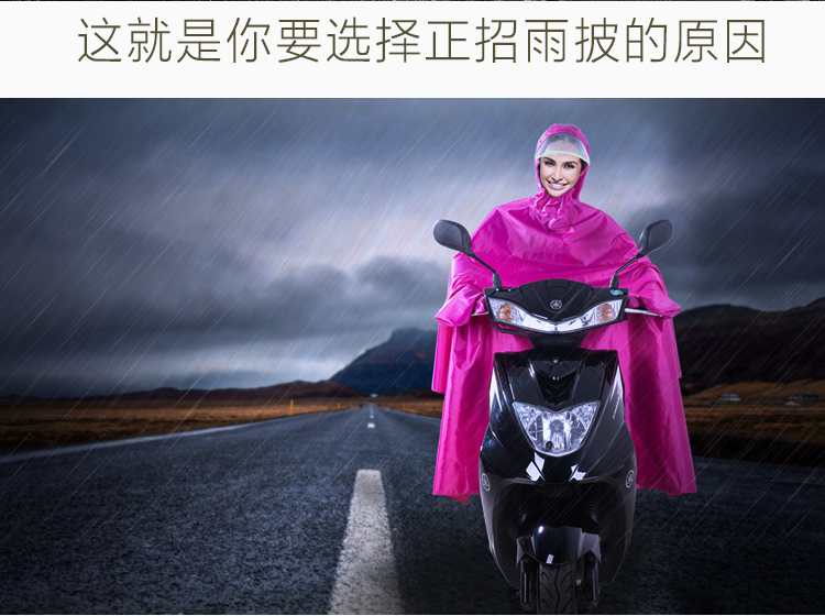正招（kendo）透明雨衣电动车单人加大时尚雨衣雨披电动车单人 P2N藏青色4XL