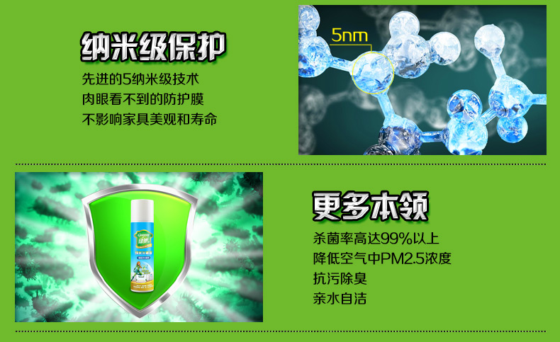 
                                        
                                                            绿驰 纳米改性光触媒 去除甲醛清除剂除苯喷雾剂 墙壁新房家具除味除油漆味捕捉净化剂 280ml                
