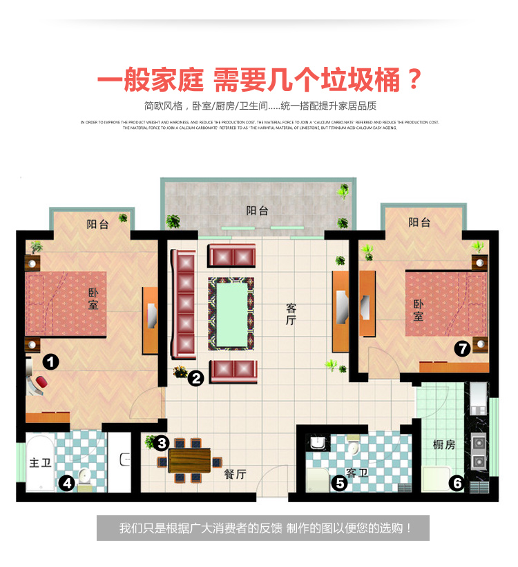 
                                        
                                                                                顺美 垃圾桶 大号12L圆形欧式卫生桶干湿分类纸篓桶SM-2851                