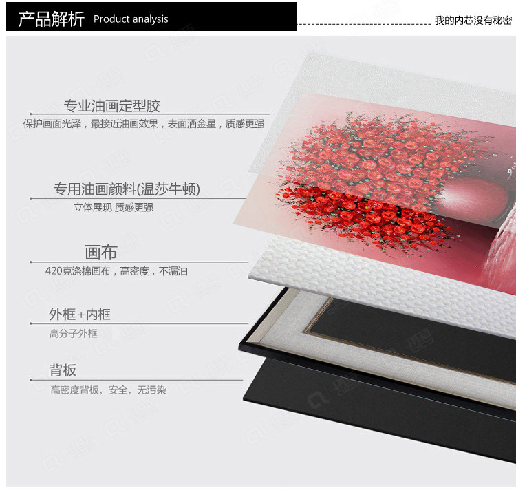 爱尚家 立体手绘油画装饰画现代简约发财树玄关壁画客厅挂画餐厅画 蓝色 70x70厘米/单幅