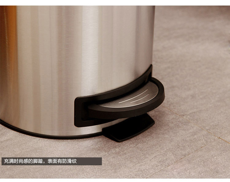 欧润哲 垃圾桶 5L不锈钢拉丝碗盖设计款清洁废纸筒