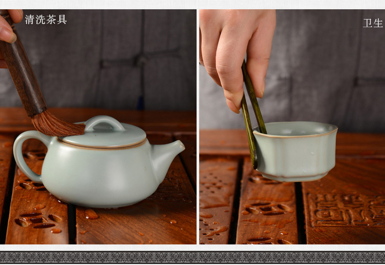 馨铭堂 石瓢壶汝窑茶具 花梨茶盘带电热炉整套功夫茶具套装