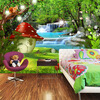 Пользовательские 3D-обои для детей для детей Room Cartoon Children Room Green Forest Decoration Mural Backdrop Обои для спальни для спальни