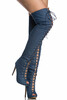 Новое прибытие 2017 Blue Denim Women Boots Peep Toe High Heel Over The Knee Boots Sexy Lace Up Thigh High Boots Zipper Long genuine leather thin high heel zipper woman over the knee boots fashion platfrom nightclub thigh boots woman stretch boots black