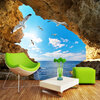 Пользовательские фото Mural Wall Paper 3D Sea Island Cave Blue Sky Белые облака Чайки Большие обои для рабочего стола Гостиная Спальня Декор современные 3d обои для фото синее небо и белые облака обои для рабочего дома интерьер декор гостиная потолок лобби mural обои