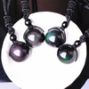 Черный Obsidian Rainbow Eye Beads Ball Природный камень Ожерелье Подвеска Передача Lucky Love Crystal Jewelry Свободная веревка дл 23colors 84pcs lot 17 32mm navette glass crystal fancy stone marquise horse eye pointback crystals beads