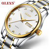 OLEVS Fashion Brand Ladies Auto Date Watches Коричневая кожа для женского розового золота Кварцевые часы Женские повседневные наручные часы