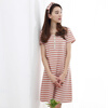 Верхняя одежда Guagua Pajamas Women Summer Cotton с коротким рукавом Главная юбка t80306 Красные полосы 170 верхняя одежда
