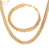 Two Tone Позолоченные колье 18K штамп партии оптовой продажи ювелирных изделий 3 Размер Кубы цепи ожерелье браслет комплект ювелирных изделий Мужчины