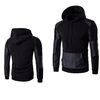 Мужские фуфайки хлопка и Pu Сращивание пуловер Hoodie пуловер