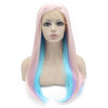 Iwona Synthetic Hair Lace Front Long Stright Light Pink Purple Blue Mix Wig iwona synthetic hair lace front should straight light blue wig