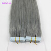 100% Peruvian Virgin Remy Tape Hair Extensions Silky Straight Gray PU Tape Glue Skin Weft Hair Extensions