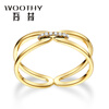Wu Xi (WOOTHY) 18K золота ободок набор алмазов кольцо моды двойной ряд алмазов кольцо Nvjie 18K желтое золото 14 #