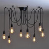 BOKT Vintage Edison Многофункциональный DIY подвеска Spider Lights Потолочный светильник Металлические люстры Освещение (черный 8-свет)