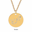 Fashion Constellation Necklace Stainless steel zodiac round disc necklace