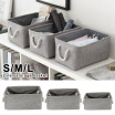 3 Size SML Storage Bin Basket Box Linen Fabric Organizer Drawer Container Household