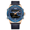 NAVIFORCE NF9128 Luxury Brand Watch Life Waterproof Quartz Wrist Watch Male Genuine Leather Watch LED Display Watch
