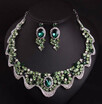 new nice luxury fashion exaggerated crystal flashing diamond necklace earrings set dress party bride female accessories