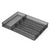 5-Compartments Mesh Metal Cutlery Flatware Tray Organizer Forks Spoons Knives Utensil Storage Basket Holder Desktop Organizer--Bla