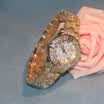 Mujeres de lujo brillante Rhinestone Dial de acero inoxidable analógico cuarzo reloj de pulsera regalo de moda