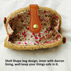 Ladies Vintage Straw Woven BagShell Shape Semi-circular Women Use Elegant Handmade Straw Bag Mini Size Shoulder Beach Crossbody Ha Ladies Vintage Straw Woven BagShell Shape Semi-circular Women Use Elegant Handmade Straw Bag Mini Size Shoulder Beach Crossbody Ha