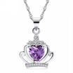 Female Classic Royal Purple Crown Shape Pendant Necklace Wedding Bride Party Jewelry Anniversary Gifts For Women 34