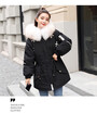 Winter 2018 new Korean version of urban leisure pure color hat long-sleeved drawstring real fur collar down jacket women long styl
