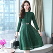 2018 Autumn Lace Dress Work Casual Slim Fashion O-neck Sexy Hollow Out Dresses Women A-line Vintage Vestidos