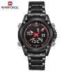 NAVIFORCE NF9050 Dual Movt Men Reloj De Cuarzo Analógico Digital LED Reloj De Pulsera Calendario Relojes Correa De Acero Inoxidable