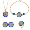 Devil Eye circular Female Necklace Earrings Ring Bracelet Turkey Blue Eye Jewelry Set For Women Devil Eye circular Female Necklace Earrings Ring Bracelet Turkey Blue Eye Jewelry Set For Women